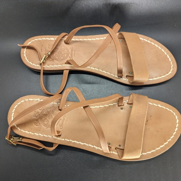 Cagisa vero cuoio Strappy leather shoes sandals made in Sorrento Italy size 9 - Picture 2 of 8